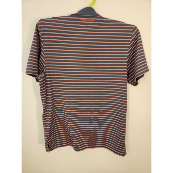 Under Armour Polo Mens Medium Gray Striped HeatGear Golf Athleisure Preppy - Picture 12 of 12